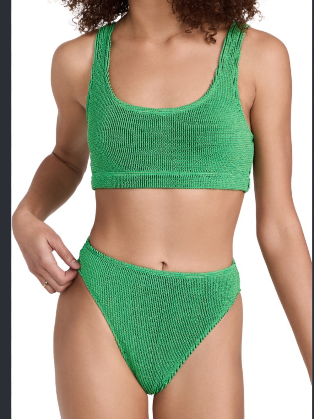 Good American bright green scoop neck bikini set